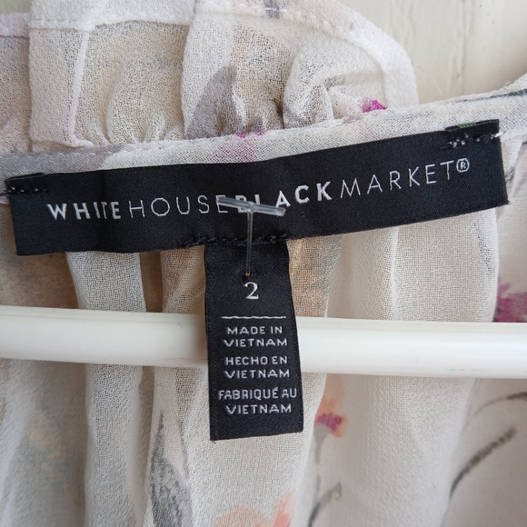 White House Black Market Cream Ruffled Peplum Blouse - Picture 2 of 2